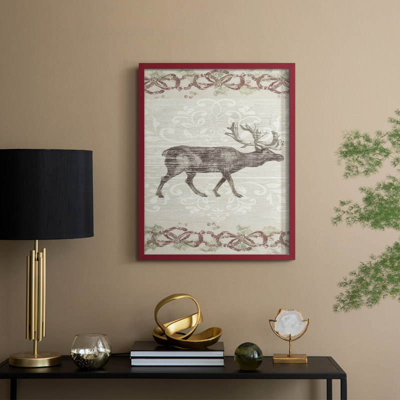 Cabin Christmas Collection B, reproduction encadrée - bois massif, H 11 po x l 9 po, Rouge