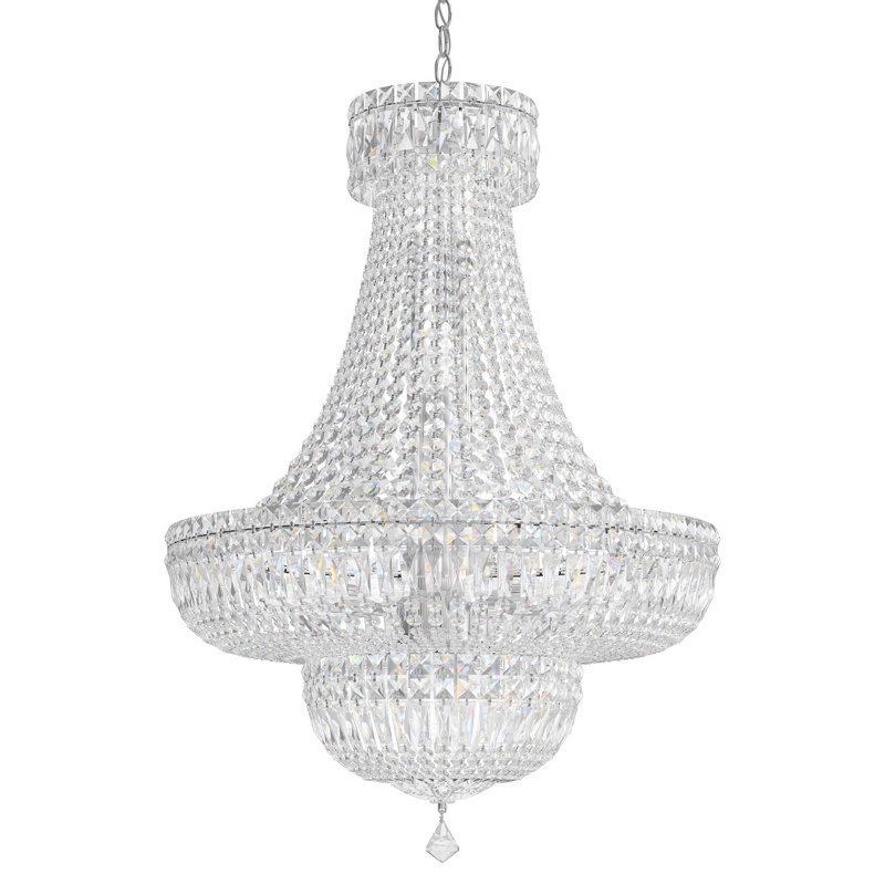 Petit Crystal Deluxe 23 Light 24in x 34in Chandelier in Silver with Clear Optic Crystals, Czech, Silver