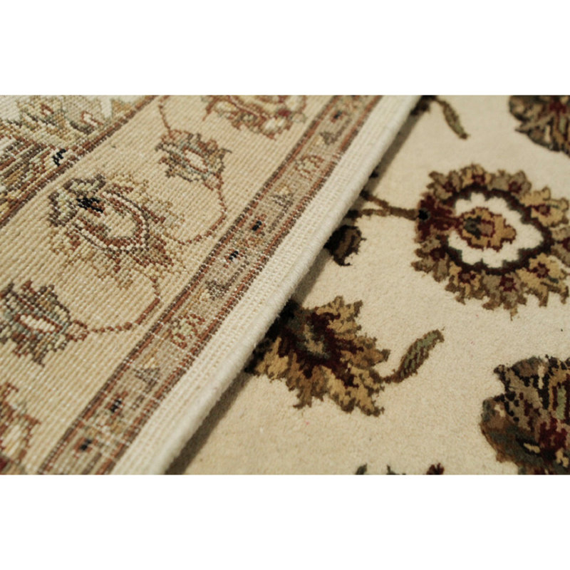 Tapis ivoire et doré de haute qualité noué à la main