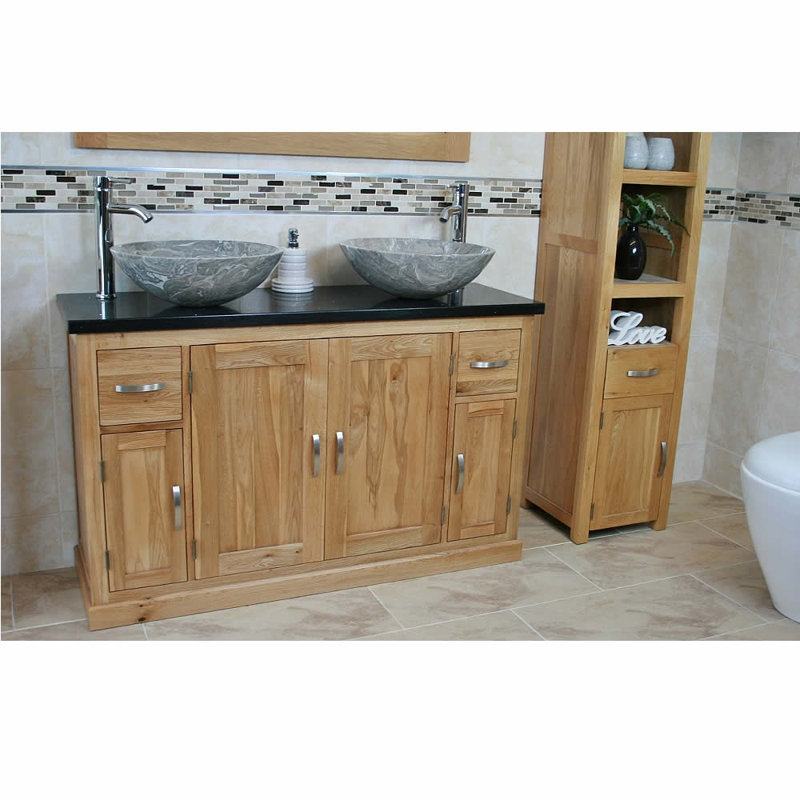 Decarlo 1230mm Double Bathroom Vanity with Vessel Stone Basin, Grey