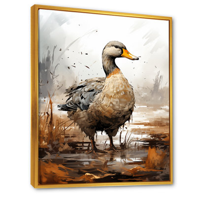 Minimalist Mallard Duck At The Pond III - Duck Animal Wall Art