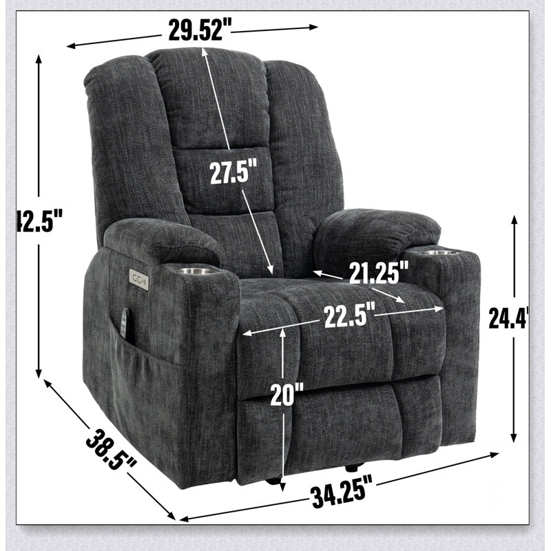 Large Power Lift Recliner Chair with Massage and Heat for Elderly, Gray