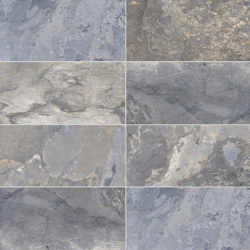 Wells Stone 12" x 24" Porcelain Stone Look Wall & Floor Tile, Blue