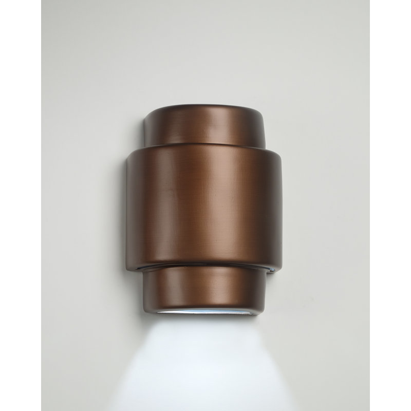 Chiyeko Ceramic Wall Light, LED Bulb Included, 13.5" H x 10" W x 6" D, Rubbed Bronze