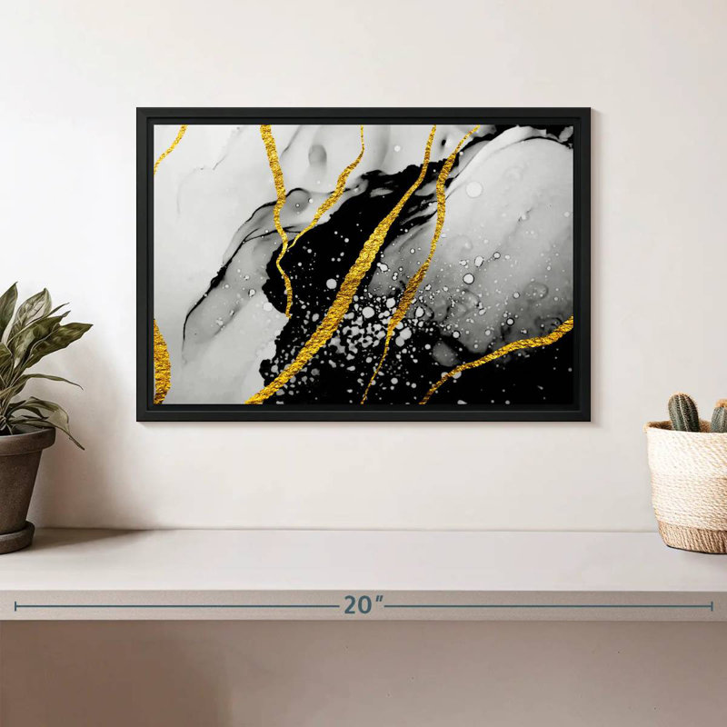 Feuille d'or Catriona, 13 po x 9 po, Cadre flottant noir