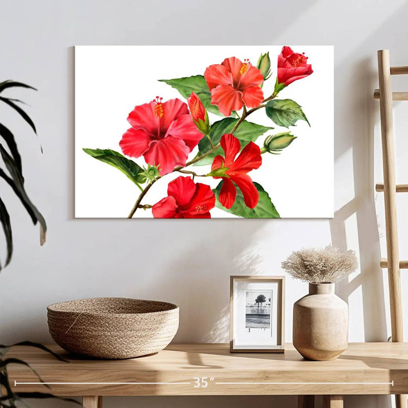 Branche de fleur d'hibiscus, H 16 po x l 24 po