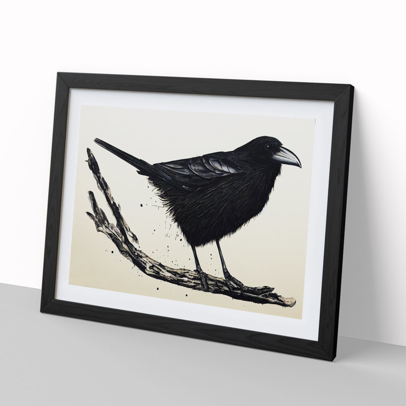 Crow Bird Splash Vol.1 - Framed Print, 25cm H x 34cm W x 2cm D, Black