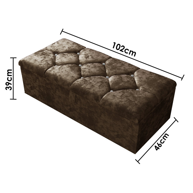 Alax 102cm Wide Rectangle Geometric Standard Ottoman with Storage, Truffle