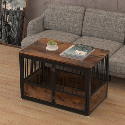 Table de bout pour chien avec cage pour chien, table de bout pour chien avec cage pour chien de 40 po avec 3 portes