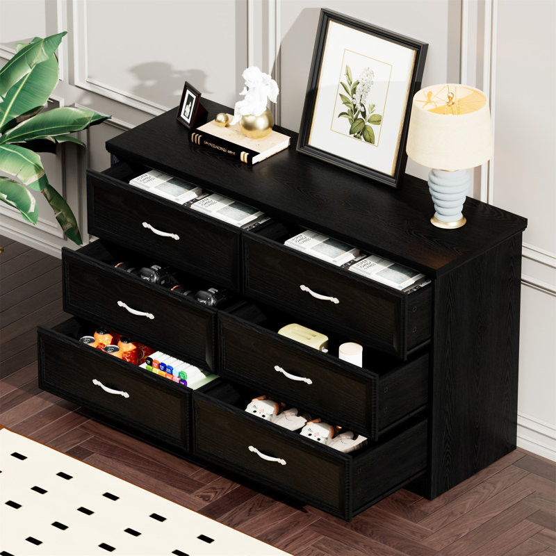 Commode 3 tiroirs avec commode 6 tiroirs Modern, Noir