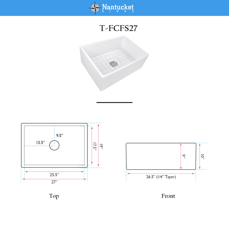 Cape 27'' L Single Basin Kitchen Sink
