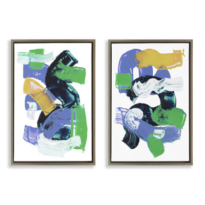 «Vibrant Abstract Tubes», ensemble de 2 toiles flottantes encadrées par Melissa Wang