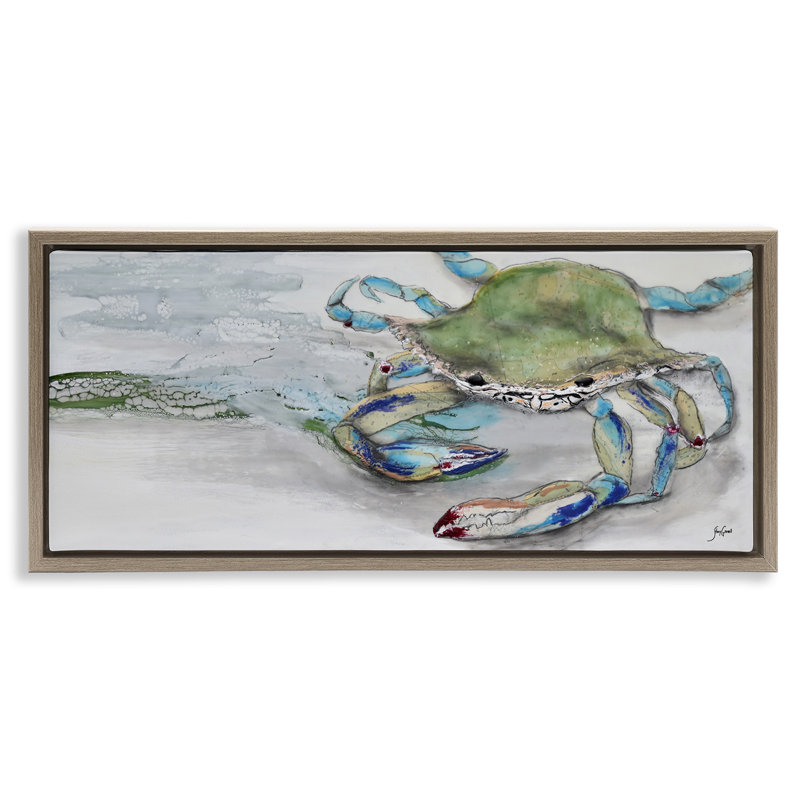 Crabe vif sur le rivage de la plage, Cadre flottant orme Montalcino, H 14 po x l 31 po