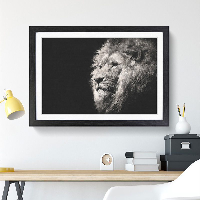 Portrait of a Proud Lion - Framed Print, Black Framed, 45cm H x 63cm W x 2cm D