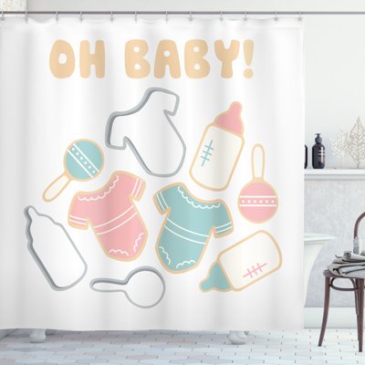 Latitude Run® Saying Shower Curtain Bodysuit with Message Fun Multicolor