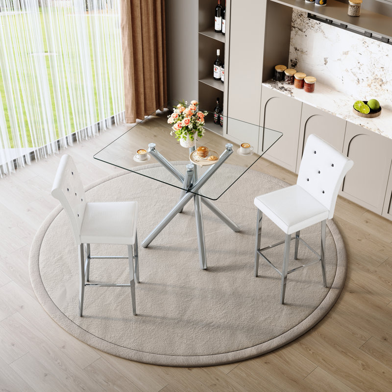 Ensembles de tables de salle à manger modernes et peu encombrants, style verre métallique pour la cuisine