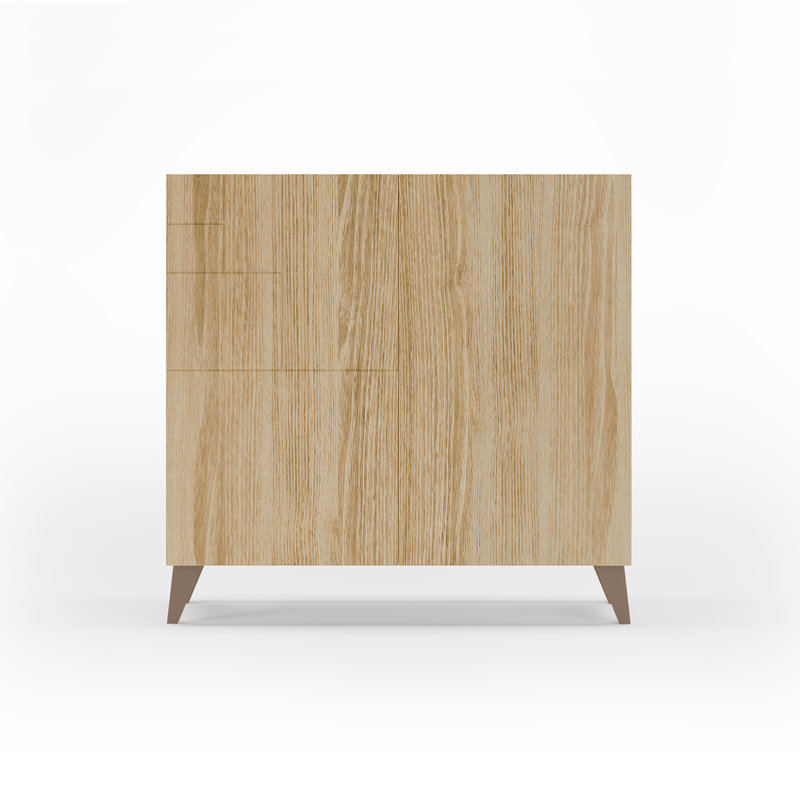 12 Pair Shoe Storage Cabinet, Oak/Brown