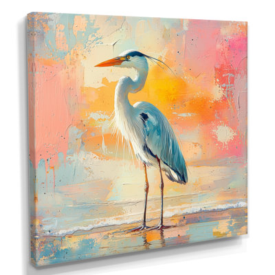 Aurelindo Heron On The Shore - Heron Wall Art for Living Room