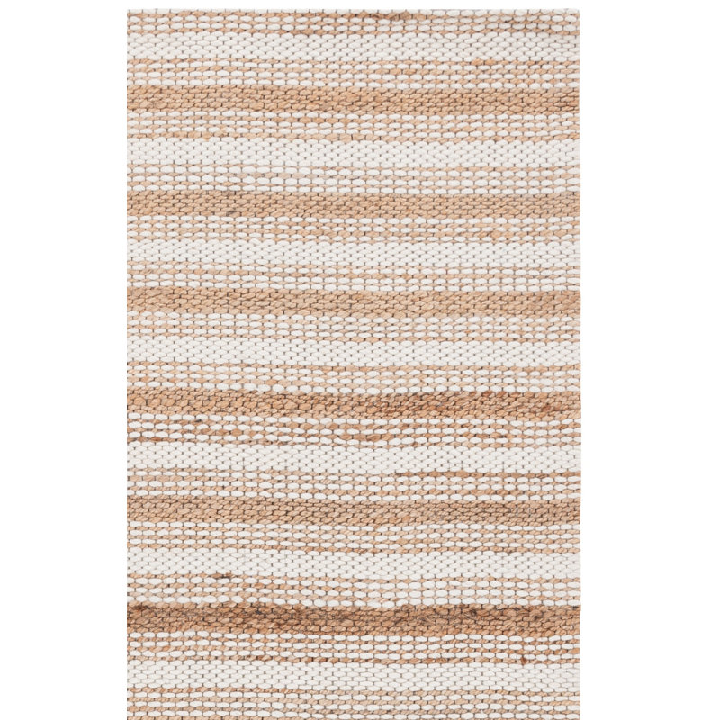 Natural Fiber 101 Hand Loomed 80% Wool; 20% Cotton Striped Rug, Rectangle 6' x 9'