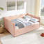 Lit de jour en vichy double avec deux tiroirs de rangement, port USB et adorable tissu en forme de vague-1023539717-1023540216