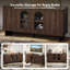 Meuble télé 59 po avec portes en verre arquées, console média pour téléviseurs de 65 po ou moins, armoire de rangement pour le salon et le vestibule-1565462264