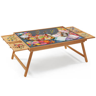 Wooden Jigsaw Puzzle Board Table for 1000 Pieces with Drawers and Cover