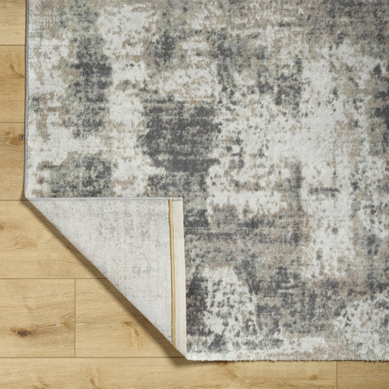Rectangle Rentschler Machine Woven Polypropylene Area Rug in Gray, Rectangle 8'11" x 12'3"