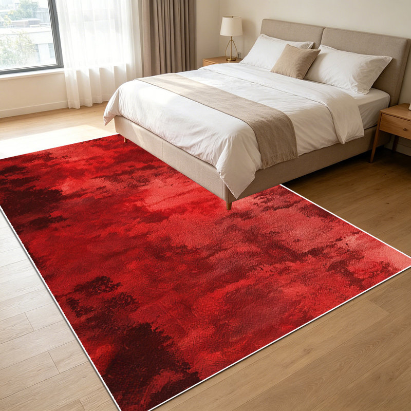 1PC deep red watercolor abstract area rugs, Soft and Comfortable, easy-to-maintain, machine washable Indoor floor mat, suitable for living room, bedroom, dining area, entryway, patio, porch, Home Decor, Outdoor Decor.