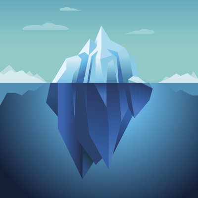 Blue Background Vector Iceberg - Wrapped Canvas Print
