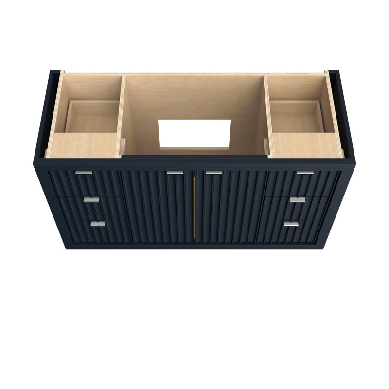 Lecrieú Single Extra Wide Bath Vanity, Hague Blue, Polished Chrome, 54"