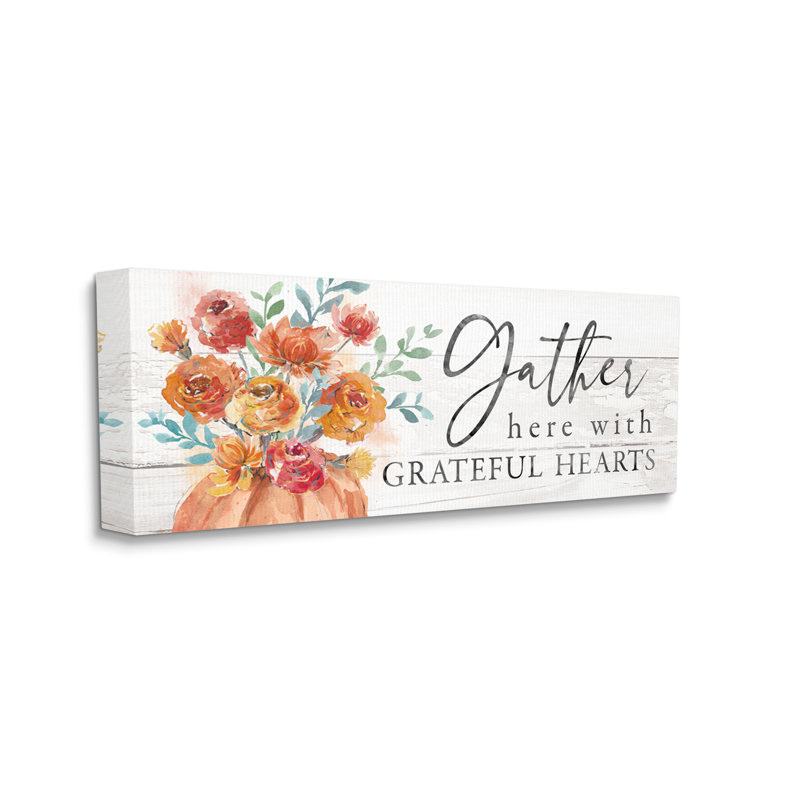 Gather Grateful Hearts Seasonal Harvest, Toile tendue, H 17 po x l 40 po x P 1,5 po