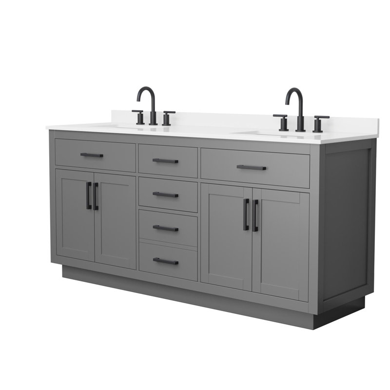 Beckett TK 72'' W Vanity, 8" Center, Matte Black, Gray