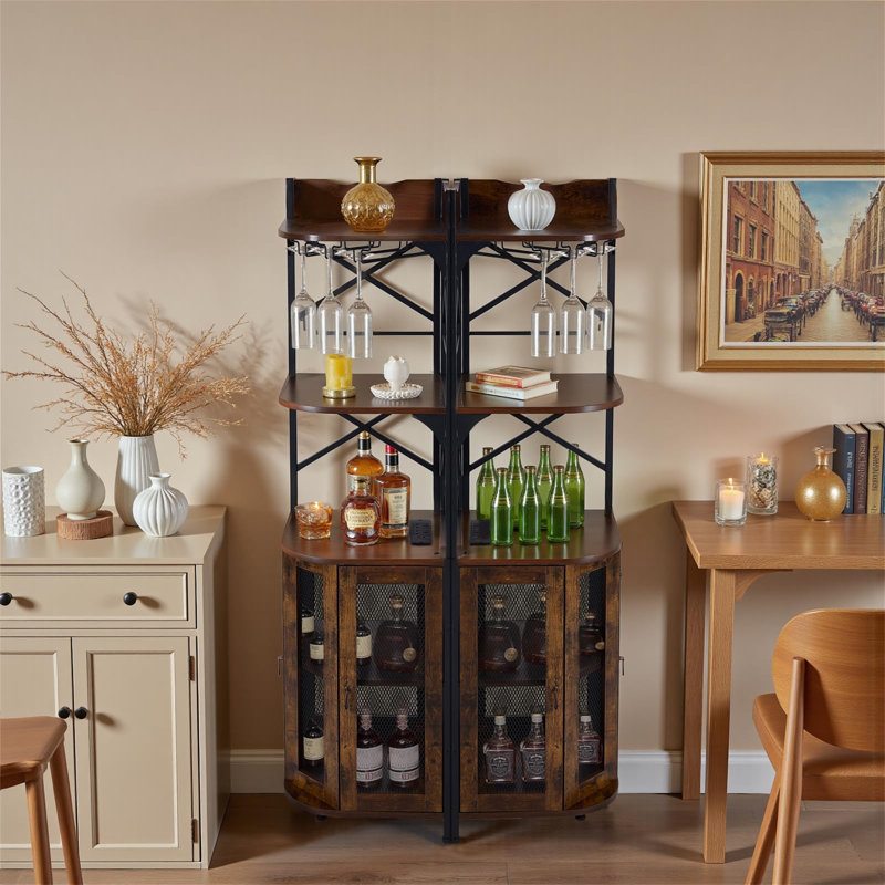 30 cm Wine Bar Cabinet, Brown/Black