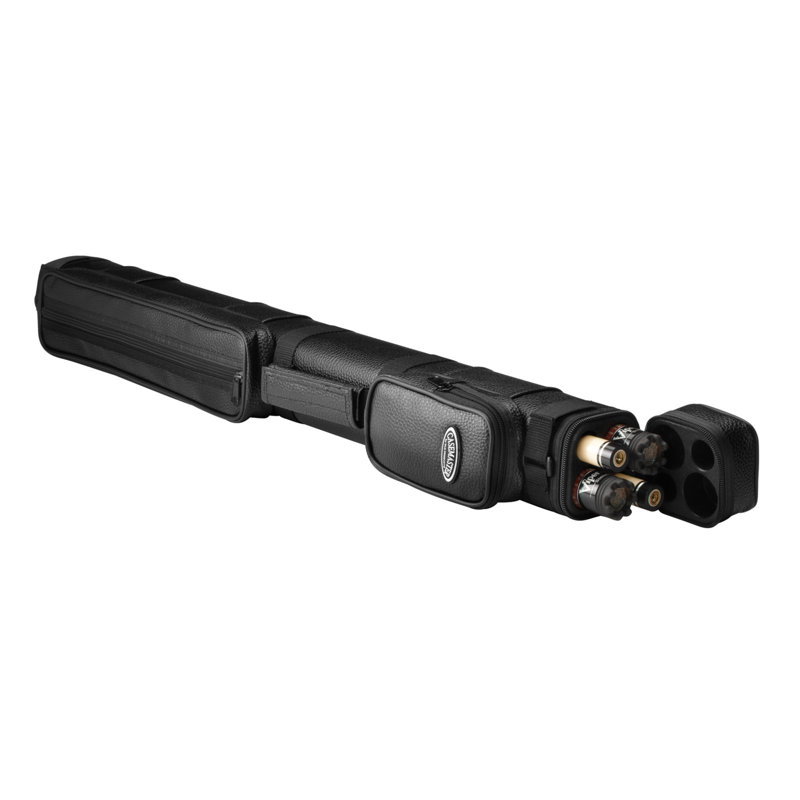 Black Leatherette Billiard Cue Case with Hard Resin Shell