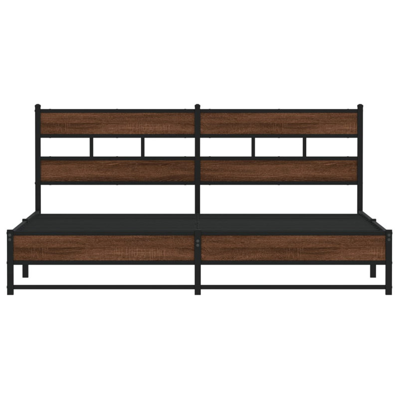 Albarracin Metal Bed, Brown Oak, 91.5cm H x 207cm W x 206cm D
