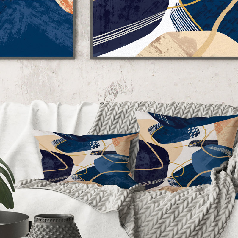 Coussin Minimalistic Blue & Earth Tone Shapes II - Modern