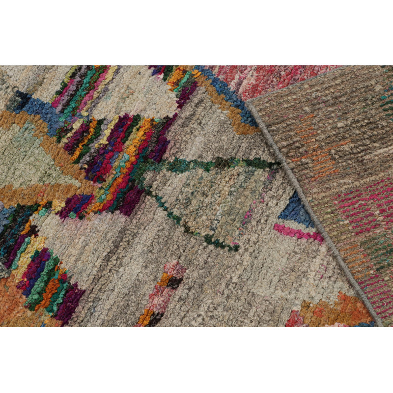 Moroccan Hand Knotted Geometric Area Rug, Rectangle 8' x 10'