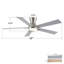 Ventilateur de plafond 52 po à finition nickel brossé moderne avec lumière et télécommande
