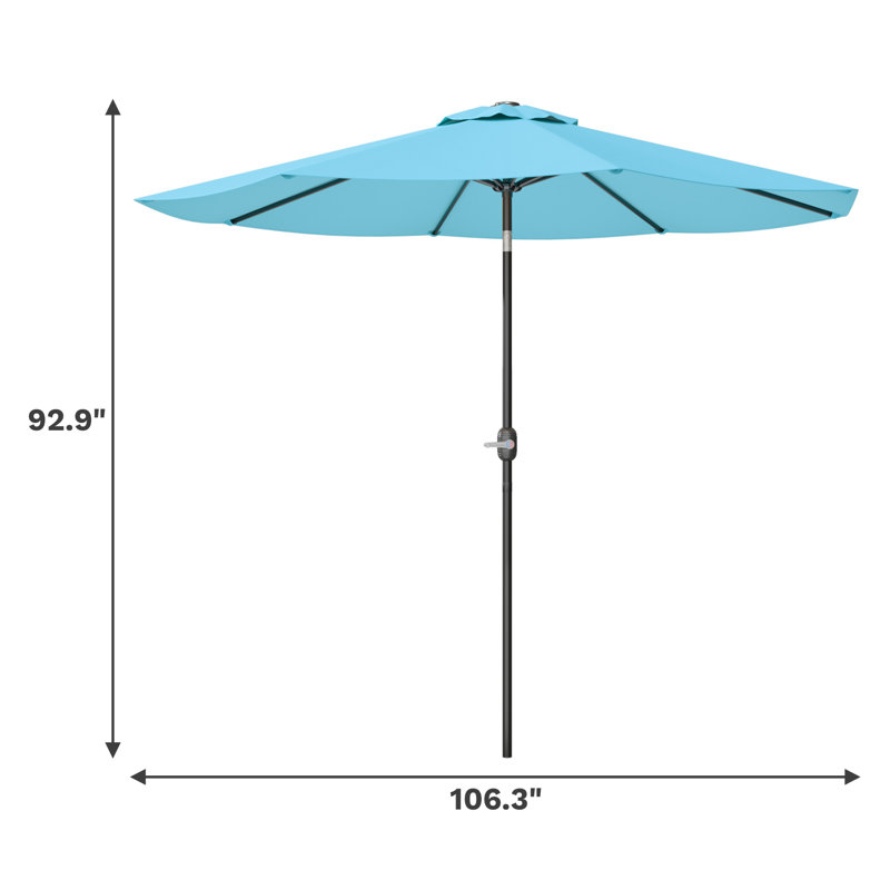 Parasol de patio électrique de 9 pi, parasol de table d'extérieur, parasol de jardin, parasol de marché avec 8 nervures robustes, démarrage en un clic et manivelle à propos de cet article, beige