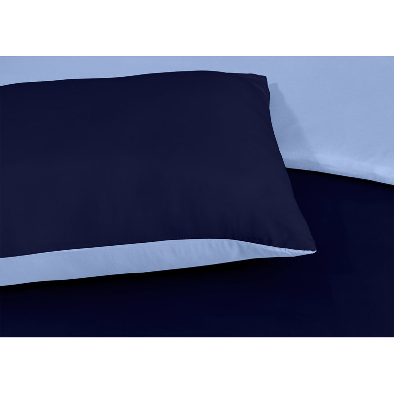 My Home Store Fridi Microfiber Reversible Duvet Cover Set , Single Duvet Cover + 1 Standard Pillowcase, Dark Blue