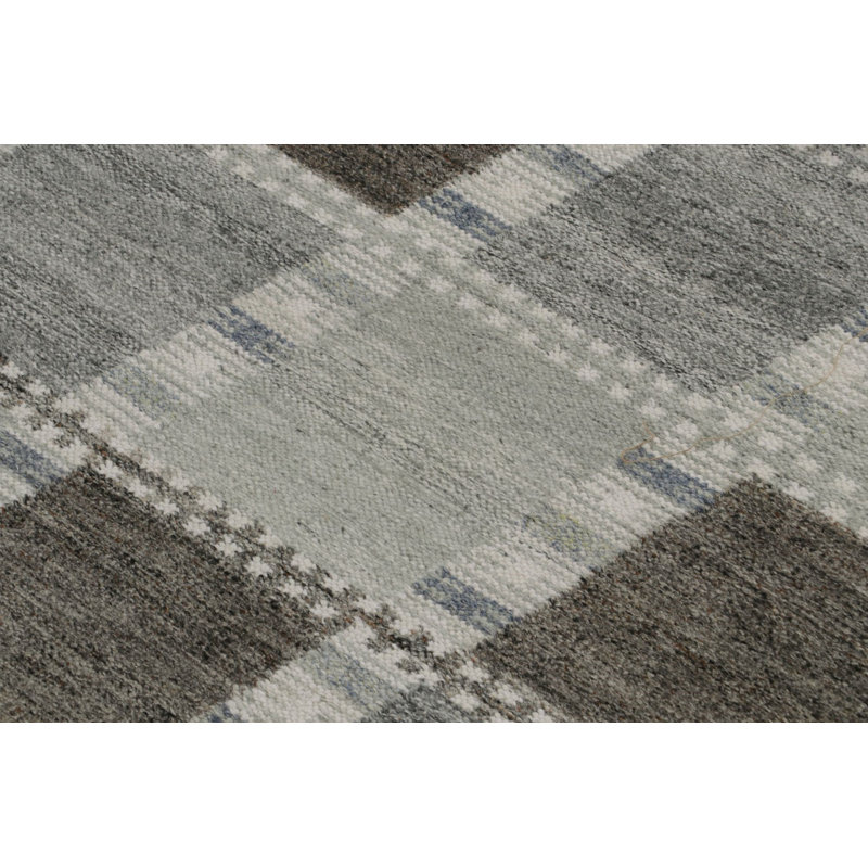 Rug & Kilim’S Scandinavian Outdoor Rug In Gray & White Geometric Pattern, Rectangle 6' x 9'