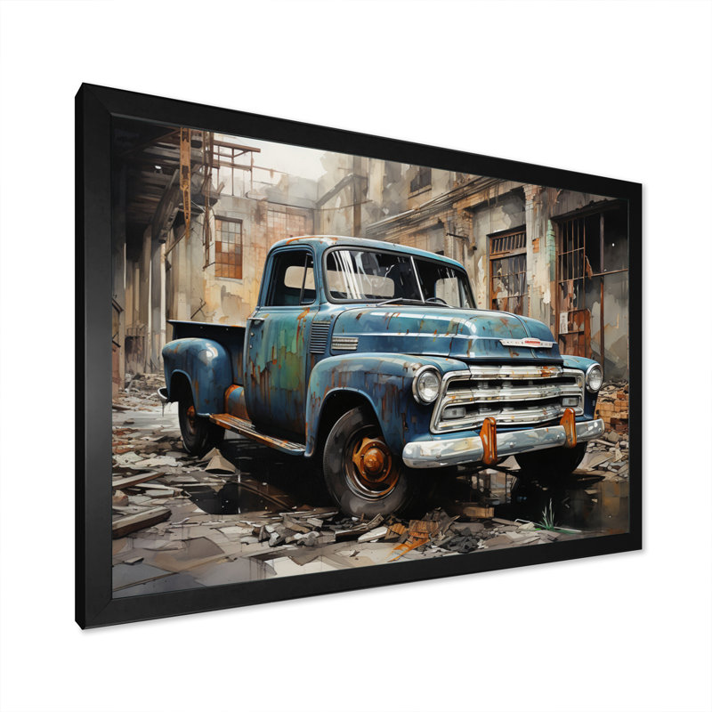 Élégance industrielle camionnette - transport mural, H 12 po x l 20 po x P 1 po, Cadre simple noir
