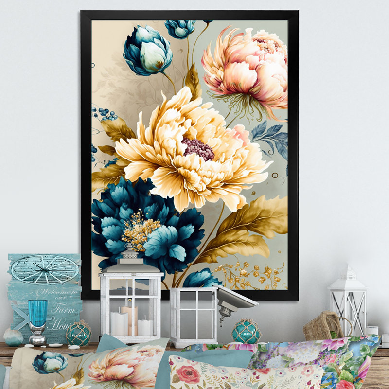 «Vibrant Multi-Color Floral Bunch II», impression sur toile, Cadre photo noir, H 20 po x l 12 po x P 1 po