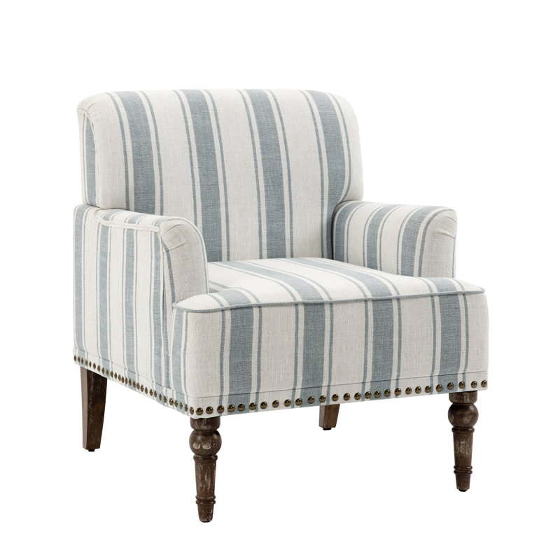 Arian 73 Cm Wide Cotton Armchair, Blue Stripe Linen Blend