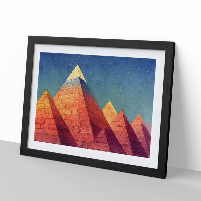 Pyramids - Single Picture Frame Painting, Black Framed, 46cm H x 64cm W