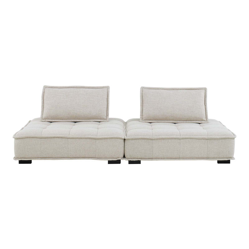 Causeuse 2 pièces Saunt, 100 % polyester beige