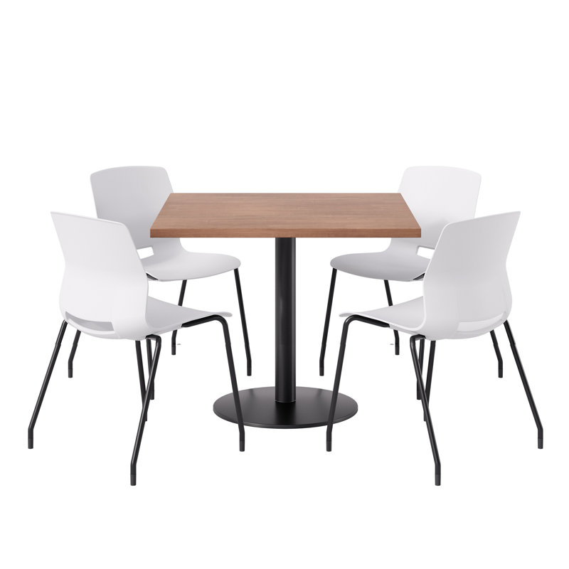 Ensemble repas pour 4 personnes à hauteur de bar, Blanc / noir, Cerise, H 29 po x L 36 po x l 36 po