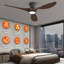Ventilateur de plafond encastré 52 po avec lumière DEL et télécommande noir avec noyer Jacara-399724560