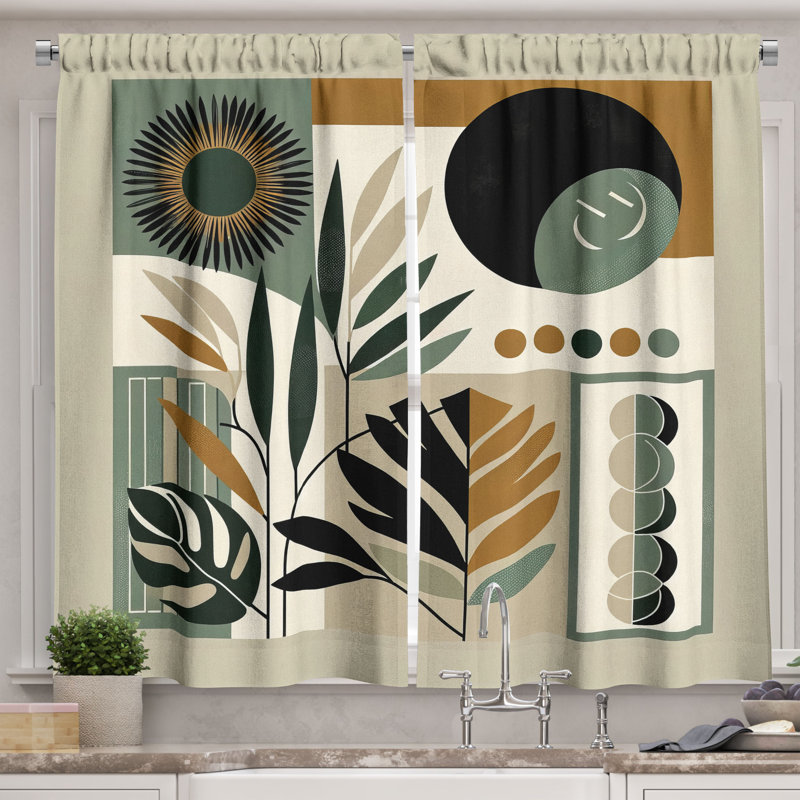 Monstera Kitchen Curtain, 55" W x 36" L