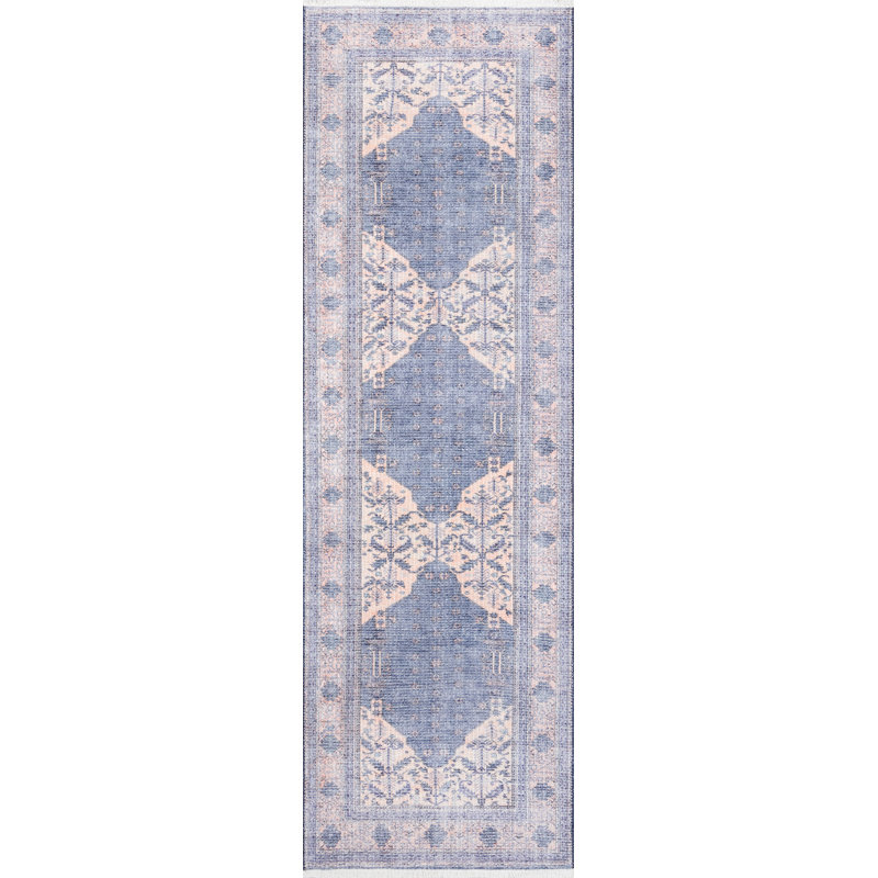 Tapis indigo / pêche, Tapis de couloir 2 pi 6 po x 8 pi